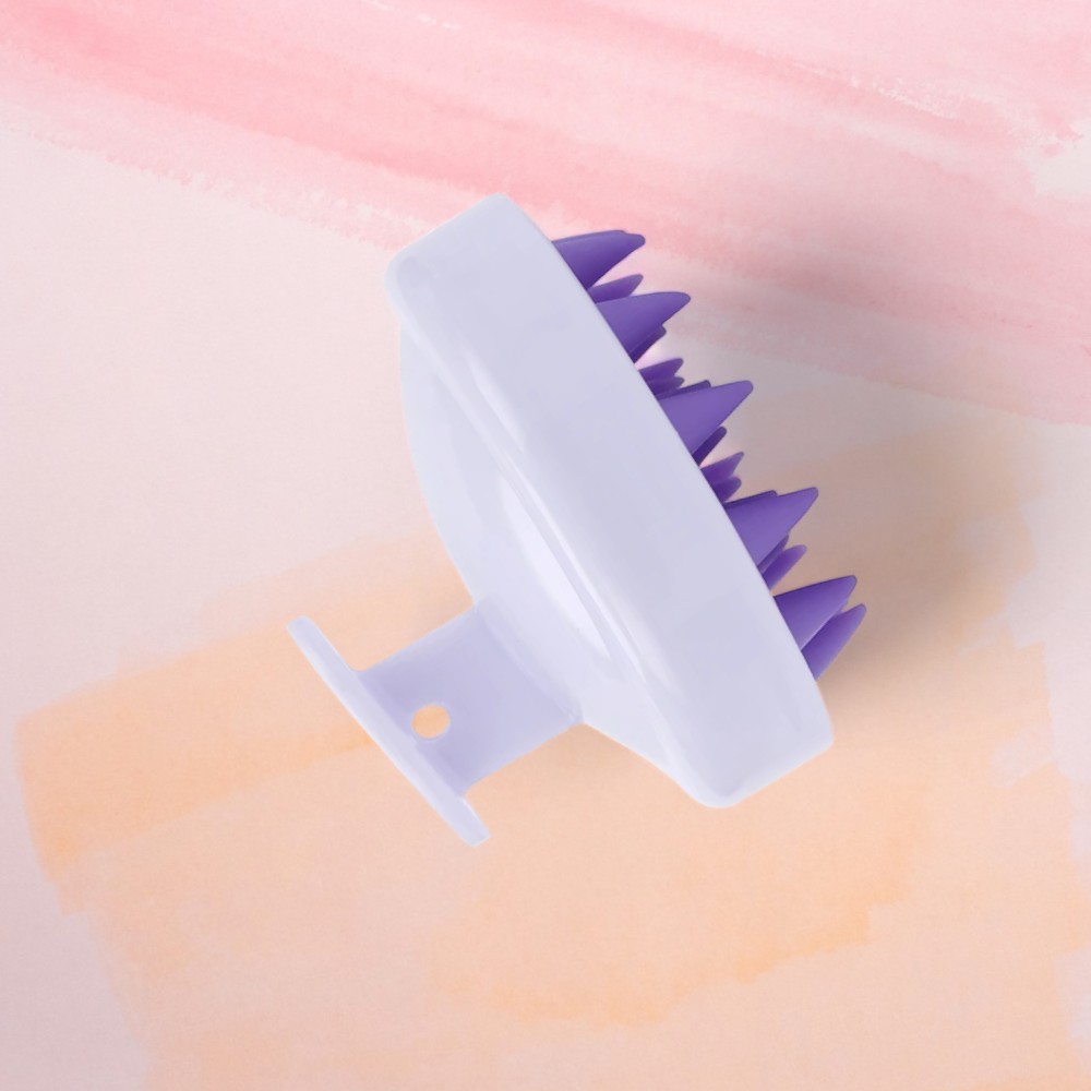 Бяло-лилава масажна четка за шампоан